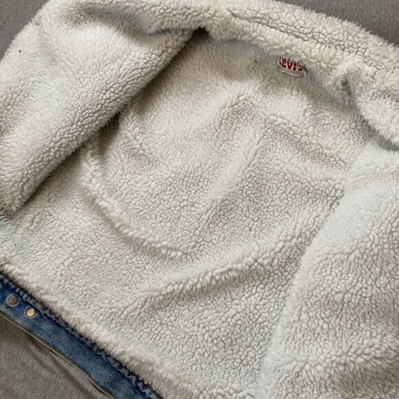 Vintage Levi’s Sherpa Jacket Raw DENIM Size Small - Picture 7 of 8